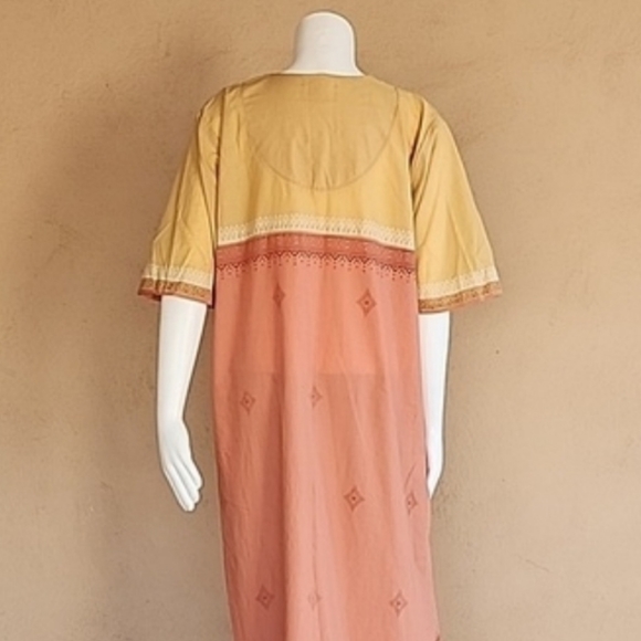 EGYPT Kaftan Maxi Dress XL Nightgown Batik Embroidered Egyptian Loungewear - Picture 9 of 15